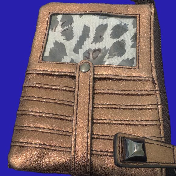 Betsey Johnson Copper Metallic Card Holder Wallet & Ombre' Animal Print Interior - Picture 9 of 12